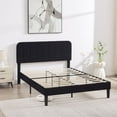 thumbnail image 4 of VECELO Full Size Bed Frame, Modern Upholstered Platform Bed Frame with Adjustable Headboard, Wooden Slats Support/No Box Spring Needed, Black, 4 of 11