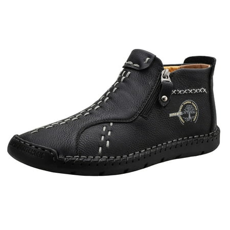 KELINFONG Mens Ankle Chukka Boots Slip on Loafers Mid top Flats Walking Driving Shoes Trendy Casual Shoes