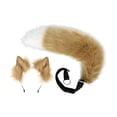 thumbnail image 2 of zorro sintética, diadema suave peluda, de usar, pinzas para el cabello para niñas adolescentes, , cumpleaños, vacaciones camello de blanco BLESIY orejas de zorro y tai, 2 of 7