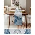 thumbnail image 3 of Blue White Table Runner-Cotton Linen- 90 Inch Holiday Dresser Scarves, Abstract Ocean Beach Neutral Brush Strokes Tablerunner for Kitchen Coffee/Dining Bedroom Living Room Dinner Scarf Décor 13x90, 3 of 9