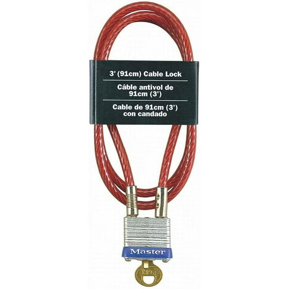 Master Lock 719D 2 Pack 3ft. x 3/16in. Cable with Integrated Laminated Steel Padlock