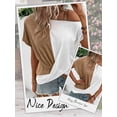thumbnail image 5 of HUBERY Women Strappy Cold Shoulder Contrast Color Twist Hem Asymmetric Top, 5 of 5