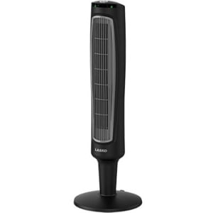 Lasko Remote Control Wind Tower Fan - 3 Speed - Remote, Timer-off Function, Oscillating, Carrying Handle, Quiet, Space Saving, Remote Control Storage - 38" Height X 12.5" Width - Black, Gray (t38305)