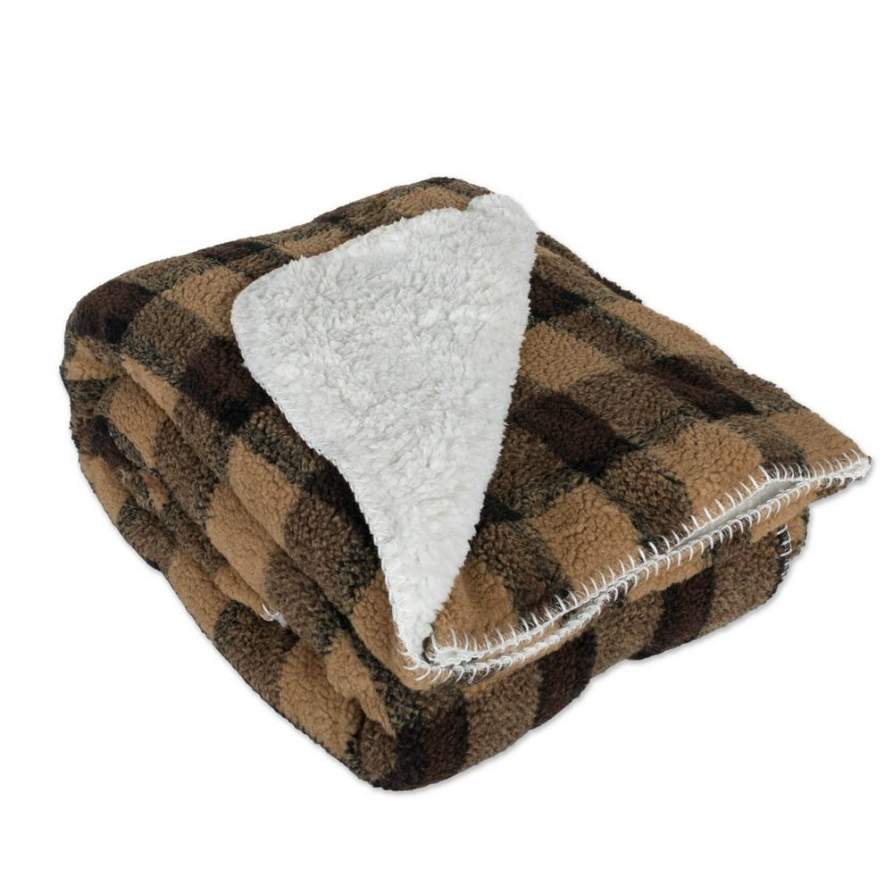 Brown and Black Rectangular Polyester Decorative Checkered Throw 50" x