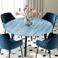thumbnail image 5 of Elastic Fitted Round Tablecloth, Blue Waterproof Stretch Table Cover for 36"-44" Tables, Modern Abstract Art Ombre Striped Washable Outdoor Tablecloths for Patio, Picnic, Camping, 5 of 9