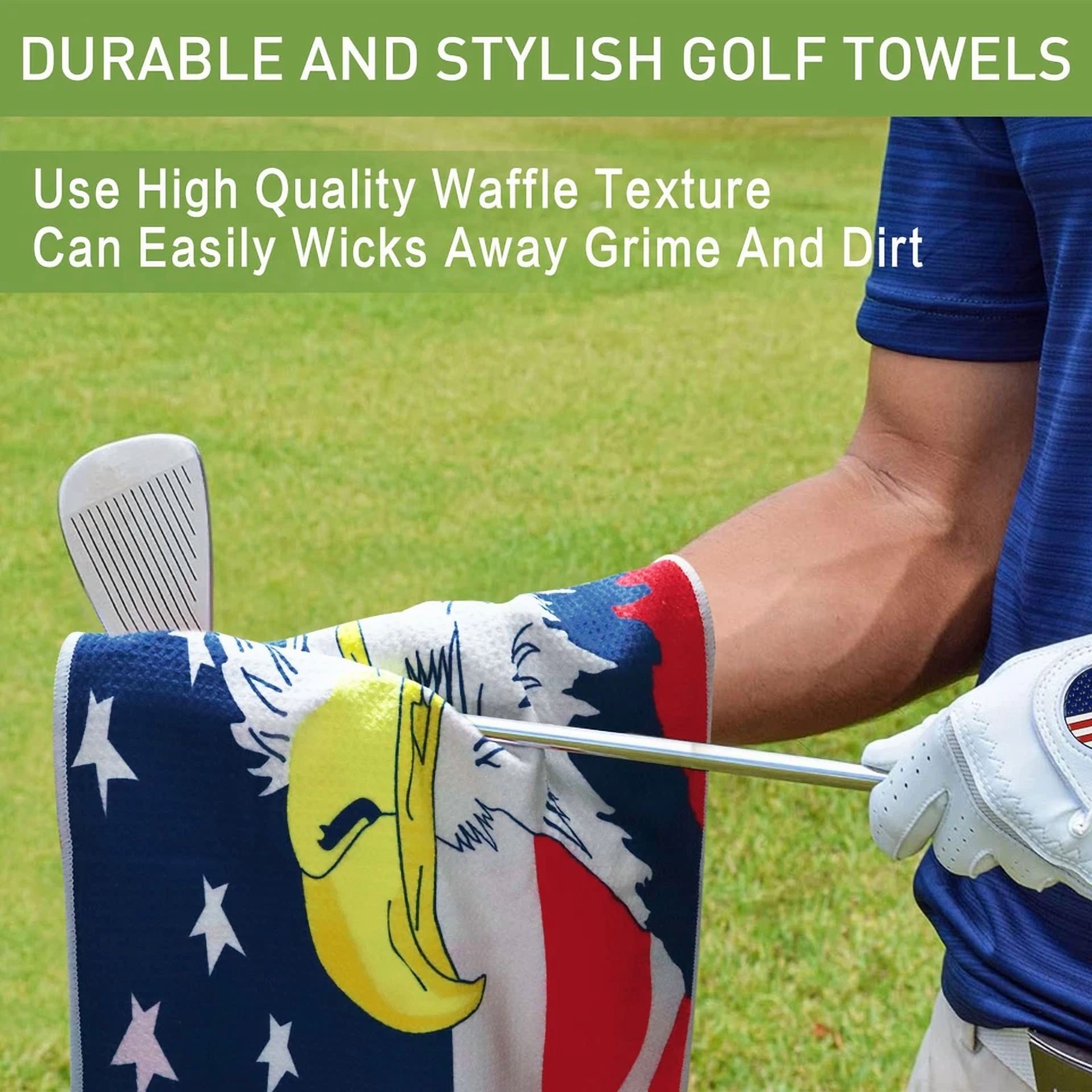 CIRCLE- Waffle Pattern Microfiber Fabric Golf Towel 14*42Inch For