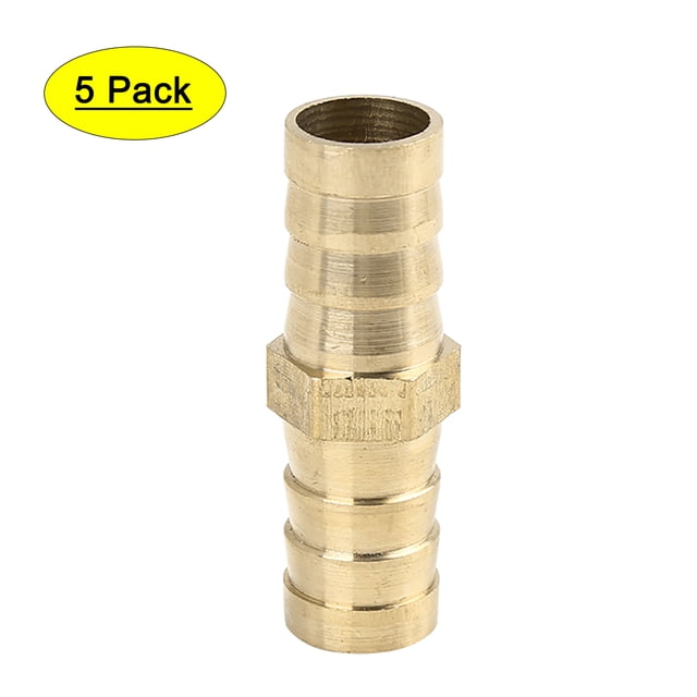 Conector recto de manguera de latón de 14mm Uxcell para unir aire, agua, gas, aceite, 5 piezas