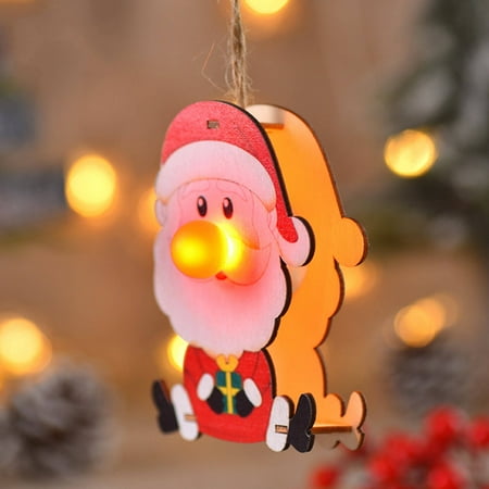 

Klycj Home Decor Christmas Tree Shape Santa Elk Snowman Pattern Wooden Christmas Decoration Night Lights Gifts