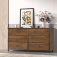 thumbnail image 4 of IKENO 6 Drawer Double Dresser, Industrial Wood Dresser for Bedroom, Sturdy Steel Frame, 4 of 7