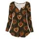 thumbnail image 3 of Camiseta de moda sexy informal para mujer, blusa estampada de manga larga con cuello redondo y fruncido Pompotops FGAJ6987, 3 of 6