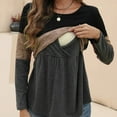 thumbnail image 1 of QJUHUNG T-Shirt de Maternité à Manches Longues pour Femmes Enceintes - Patchwork Contrasté Col Rond Extensible Moyen Lavable en Machine pour Toutes Saisons - Parfait pour Allaitement et Gain d'Automne, 1 of 7