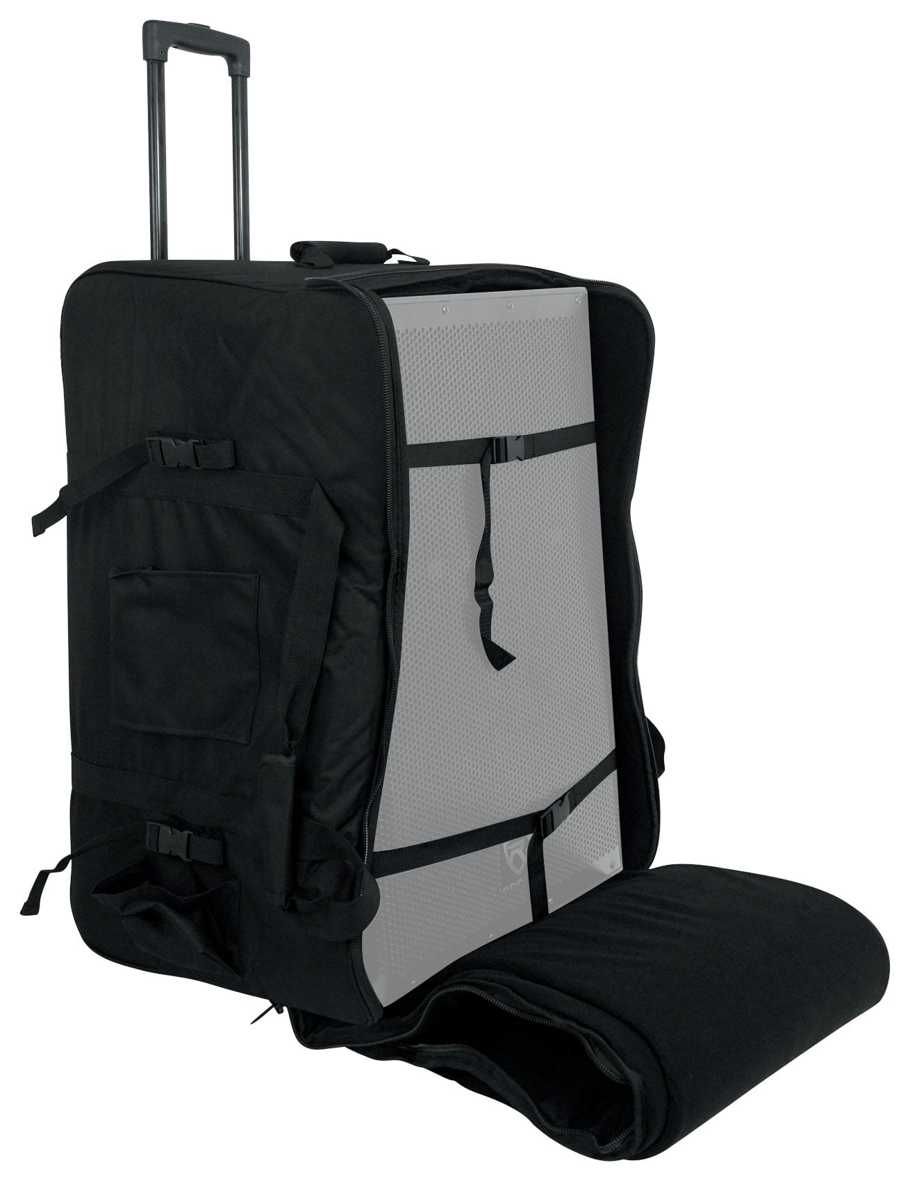 2) Rockville SB15 v2 Rolling Travel Bags+Wheels 4 Most 15" DJ PA Speakers+Stands