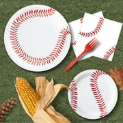 Jestar Baseball Theme Birthday Party Supplies Set, Plates, Forks, Napkins, Disposable, 96 Pieces