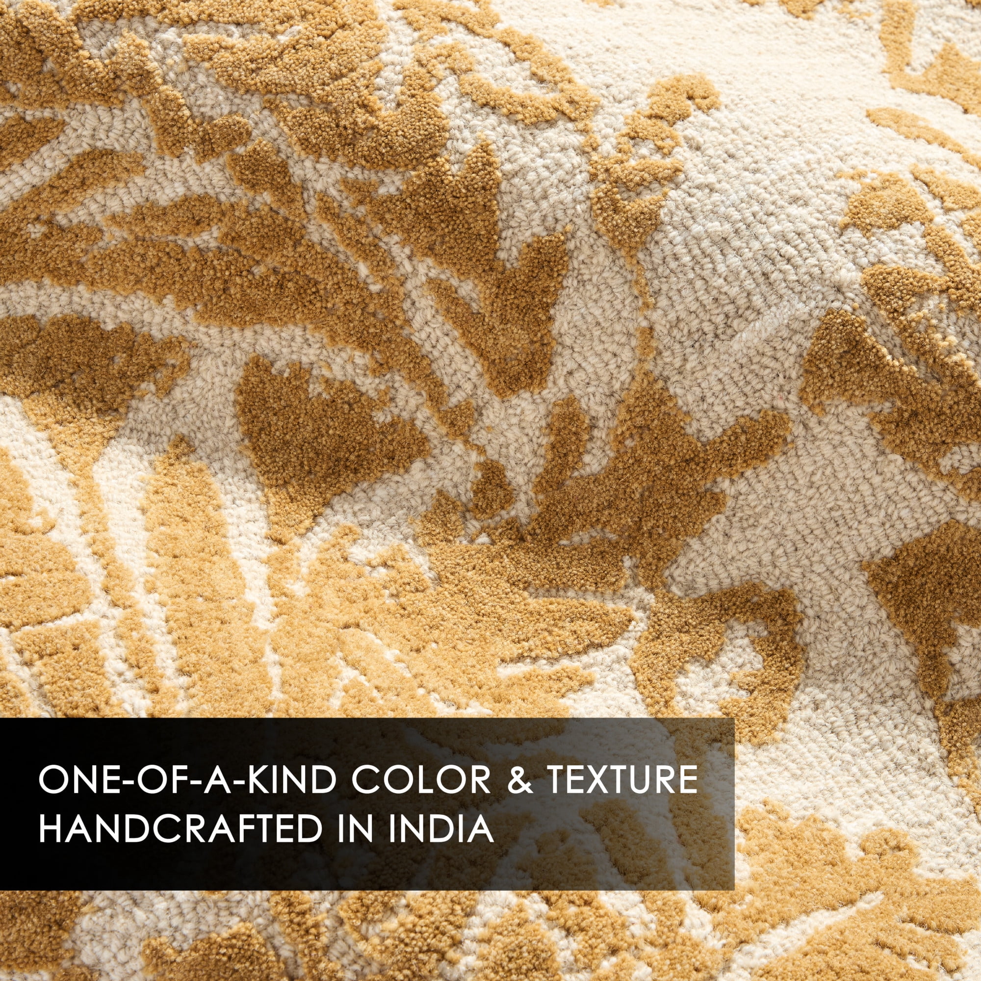 NICOLE MILLER NEW YORK Mod Damask Chambray Handcrafted Area Rug, 100% Wool Rug, Gold, 9'x12'