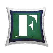 Stupell Industries Bold Green Letter F Square Decorative Printed Throw Pillow, 18 x 18
