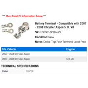 Battery Terminal - Compatible with 2007 - 2008 Chrysler Aspen 5.7L V8