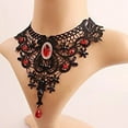 thumbnail image 4 of Elegant Gothic Black Lace Choker Necklace with Red Gemstones Victorian Vintage Style Statement Jewelry for Women, 4 of 5