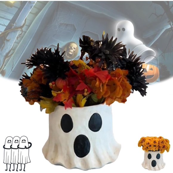 Cubo de fantasmas más lindo, cubos de golosinas de Halloween, nuevo y divertido macetero de fantasmas 2024, cuenco de dulces de fantasmas, lindo jarrón de fantasmas, regalo de elefante blanco, cubos d