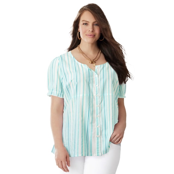 Woman Within Button-Front Tunic