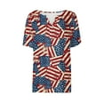 thumbnail image 5 of VKOYWKM 4th of July Short Sleeve Shirts for Women T Shirts American Flag USA Flag Graphic Tees Tops Patriotic V Neck Red White and Blue T-Shirts, 5 of 5