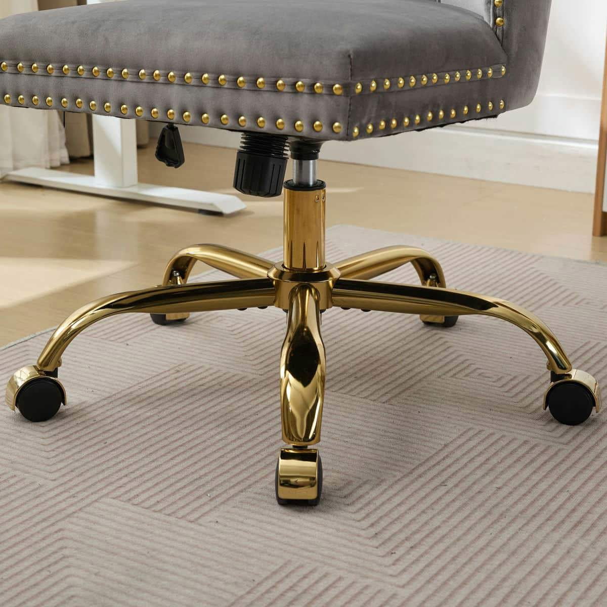 GVN Ergonomic Computer Chair, Home Office Desk Chairs,Office Chair with Golden Metal Base, Adjustable Desk Chair Swivel Office Chair (Gray)