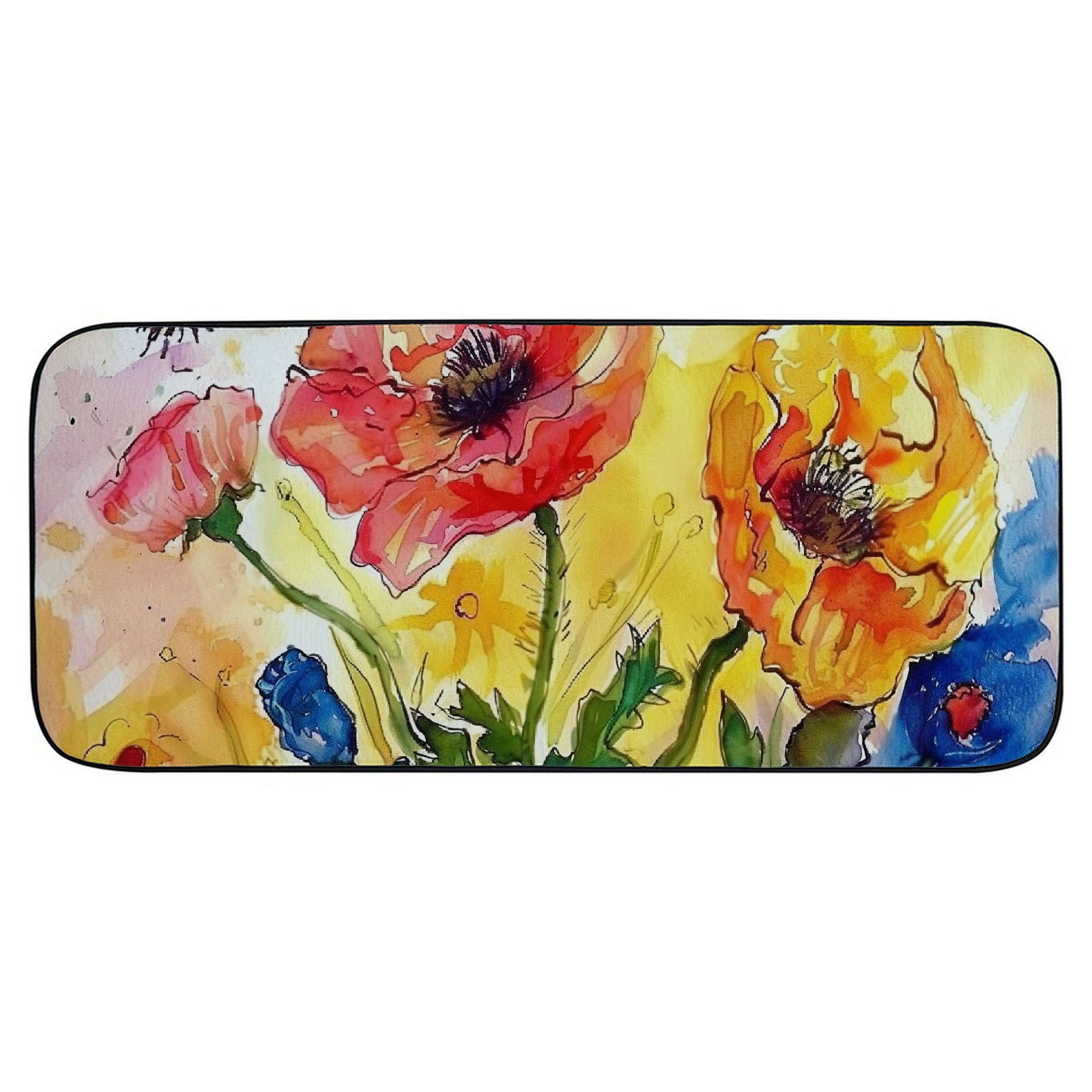 PHYHOO Bugs &amp; Poppies Doormat Decorative Door Mat, Door Mat with Non-Slip Rubber Backing, Easy Cleaning, Traps Dirt, for Entry, Patio, Garage 19.68*47.24 in
