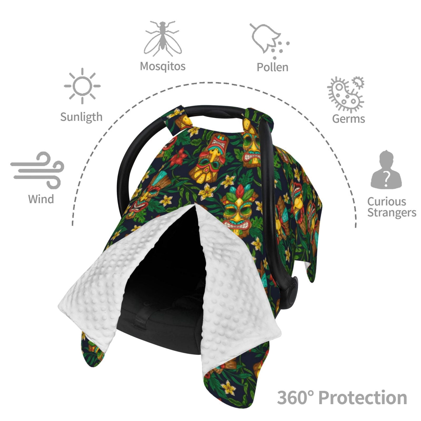 Car Seat Cover Baby - Mask Tropical Flower Breathable Infant Car Seat Cover for Baby Carseat, Lightweight Comfort Baby Essentials Must Haves Newborn Stuff for Girl Boy
