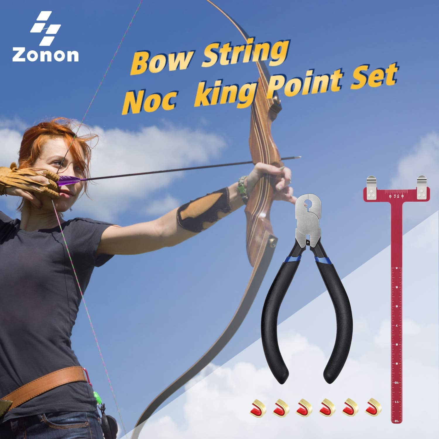 4 String Nocking Points Archery Nock Pliers Set Bow T Square Blue 