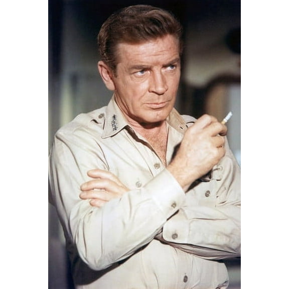 Voyage to the Bottom of the Sea 24x36 Poster as Admiral Nelson smoking cigarette on Seaview