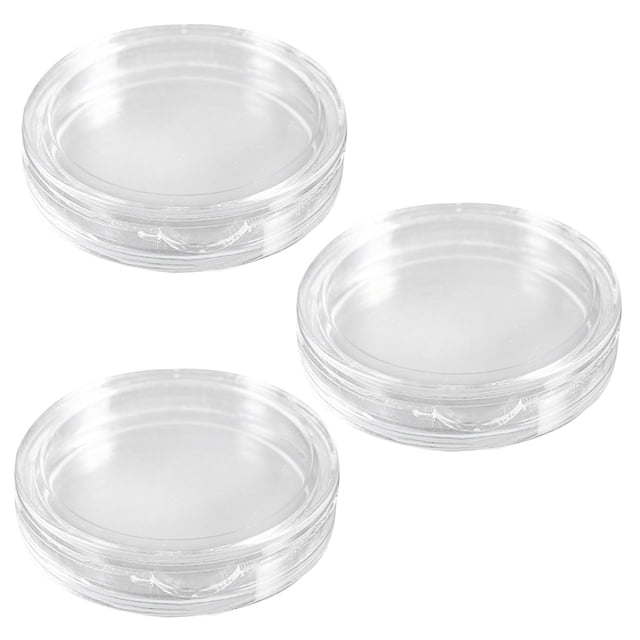 30 Pzs Caja de Monedas de Plastico Transparente Redonda Pequena 24mm