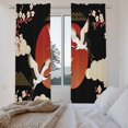 thumbnail image 3 of Japanese Style Kitchen Curtain for Berdoom Living Room Cafe 72 Inch Length, Modern Cranes Cherry Flower Wave Red Brown Tiers Curtains Light Filtering Drapes Window Treatment 2 Panels 52"Wx72"L, 3 of 8