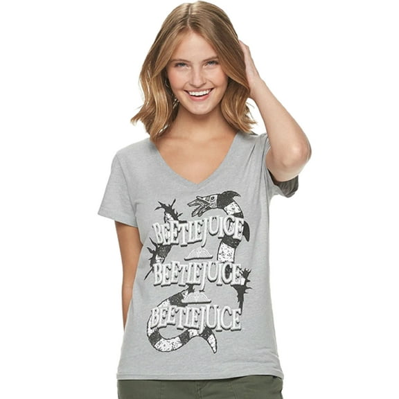 Juniors' Beetlejuice Short Sleeve V-Neck T-Shirt - size XL