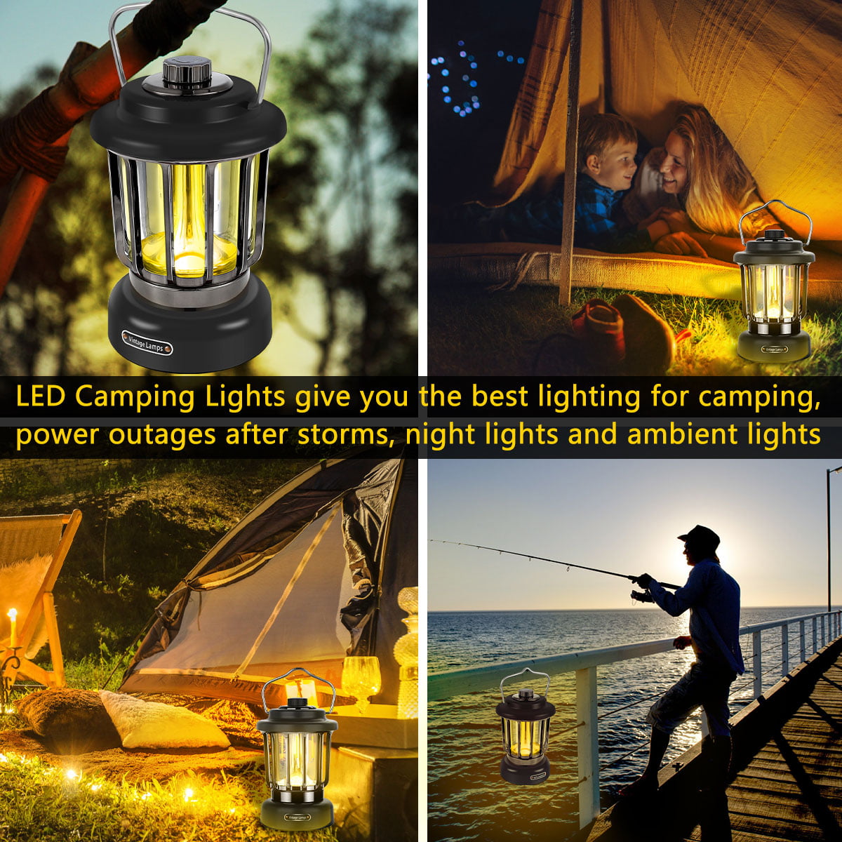 LED Camping Lantern,Rechargeable Retro Metal Camping Light,Battery Powered  Hanging Outdoor Lamp ,IPX4 Waterproof，Outdoor Portable Lights for Emergency  