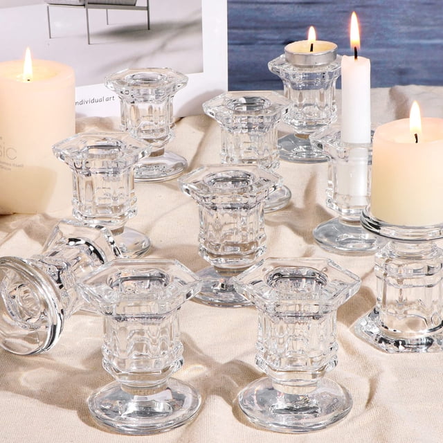 Juego de 12 portavelas Lanttu Glass Clear para bodas