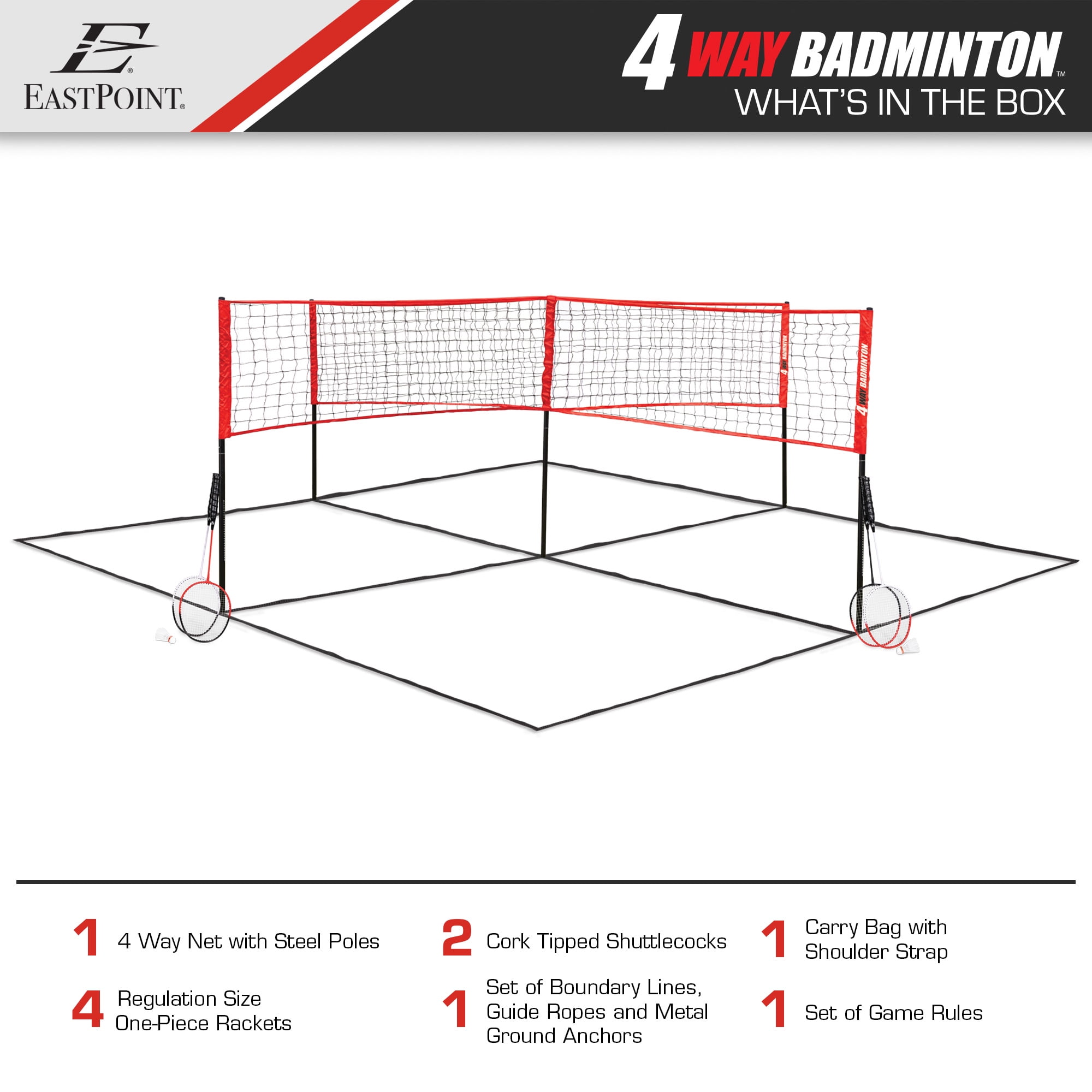 Badminton Easy Set Setup Sports Eastpoint Net Storage Carry Base Portable Size 