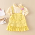 thumbnail image 2 of Mercatoo Toddler Girls Summer Casual Puff Sleeved Strappy Ruffle Dress （with Pocket）Birthday Prom Party Princess Dress, 2 of 4