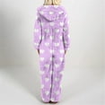 thumbnail image 4 of FRSASU Womens Fleece Onesies Pajamas Jumpsuit Love Heart Printed Warm Romper Sleepwear One Piece Zipper Hooded Playsuit Loungewear Purple, 4 of 5
