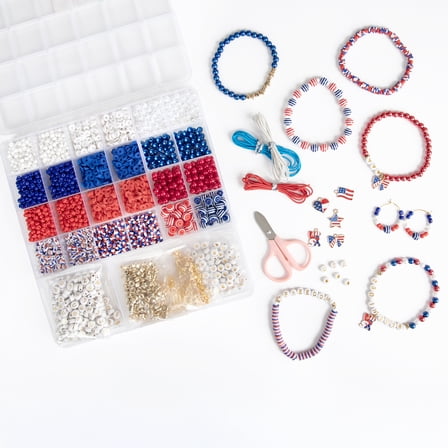 Cousin DIY Americana Jewelry Making Kit with Beads, Charms, and Jewely Supplies, 2500 pieces
