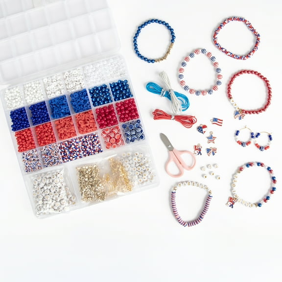 Cousin DIY Americana Jewelry Making Kit with Beads, Charms, and Jewely Supplies, 2500 pieces