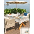 thumbnail image 4 of Summer Coastal Outdoor Tablecloth - 54x80 Inch Rectangle Dining Table Cover, Nautical Beach Marine Life Beige Striped Waterproof Outdoor Table Cloth with Umbrella Hole & Zipper for Picnic/Patio/Party, 4 of 7