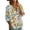 Green, variant on Sunflower & Cherry Print Henley Tunic for Women - 3/4 Sleeve V-Neck Button Down Cottagecore Blouse, Loose Fit Casual Summer Top Orange L
