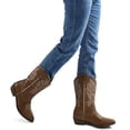 thumbnail image 3 of Pennysue Women's Western Cowboy Boots Brown Mid-Calf Pointed Toe Booties For Girl 8M, 3 of 7