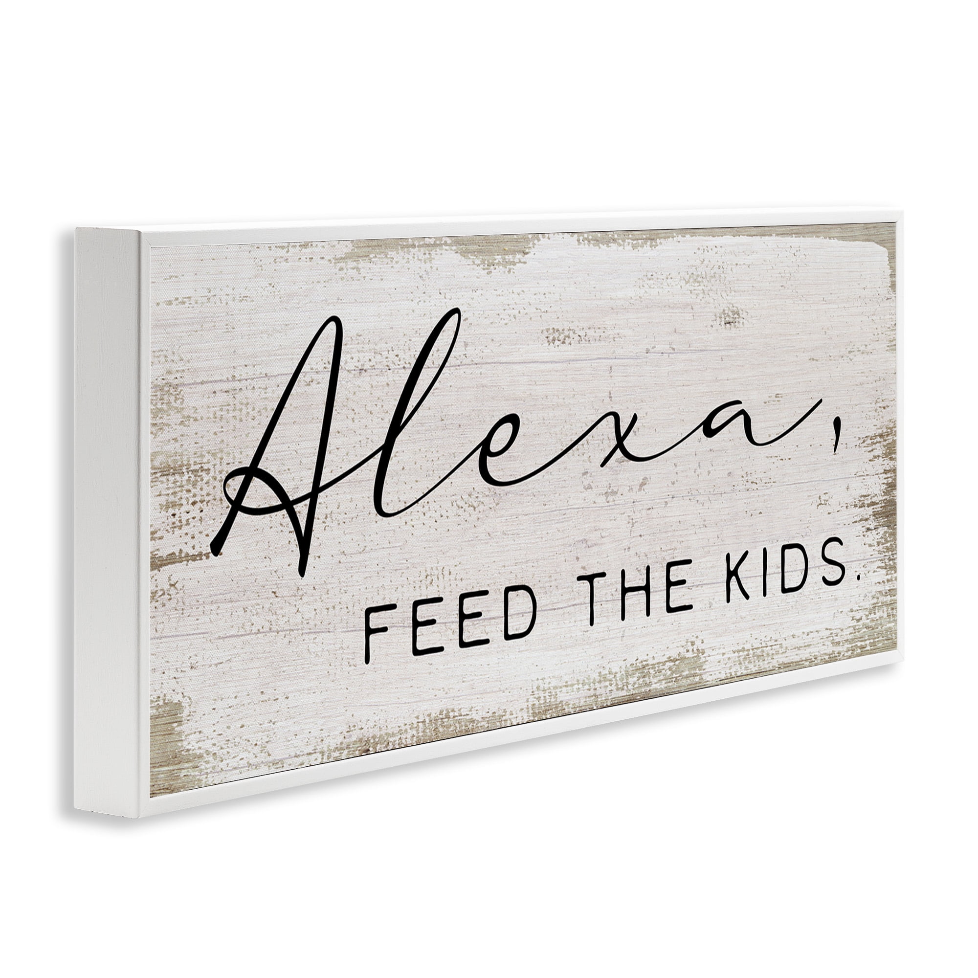 Stupell Industries Feed The Kids Humor Typography Painting White Framed Art Print Wall Art, 24 x 10