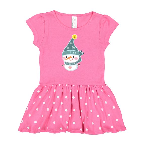 Inktastic Cute Christmas Snowman in Blue Hat and Scarf Gift Baby Girl Dress