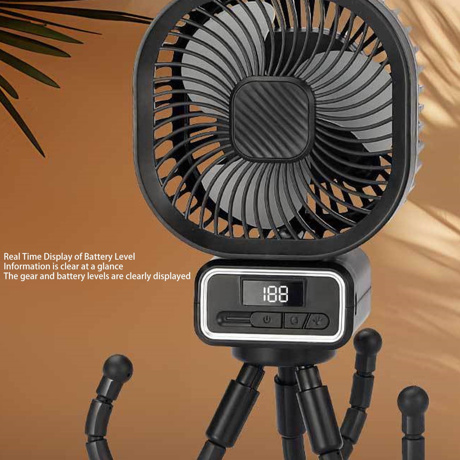 BOKYAN Stroller Fan Auto Oscillating Portable Fan with Detachable Flexible Tripod and Night Light 3 Wind Speeds for Desk Camping Car Seat