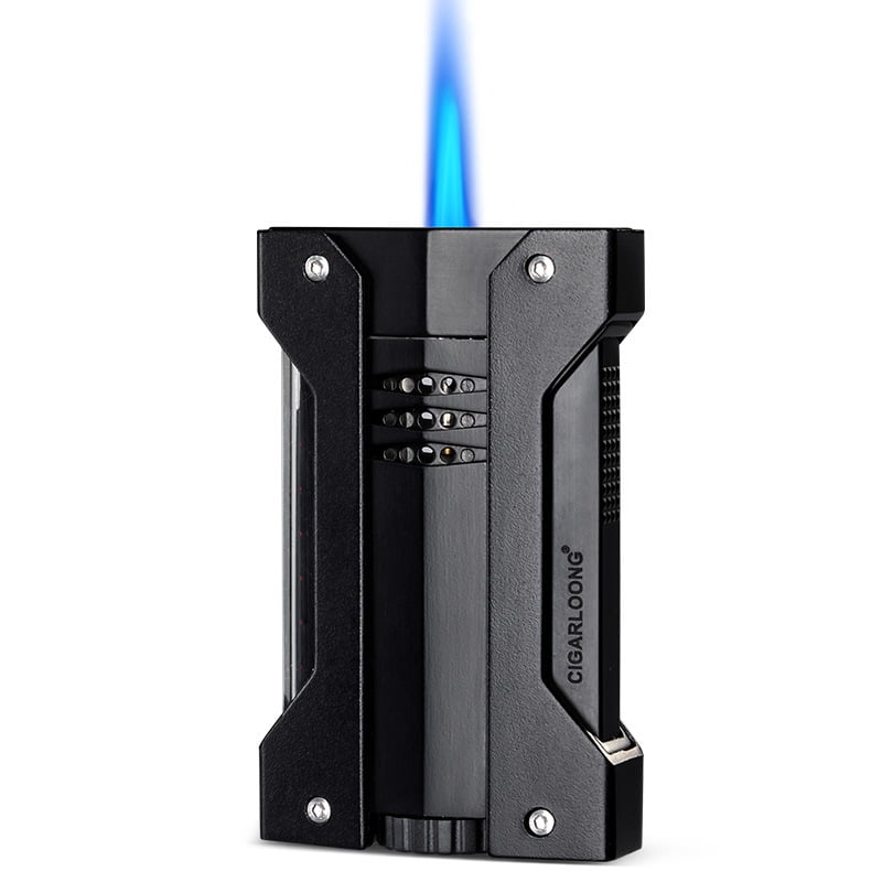 Cigar-Specific Lighter, Windproof Direct Impact Metal Stainless Steel Portable Cigar Electronic Cigarette Lighter Gift Box Packaging