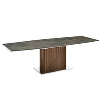 Casabianca Moon Manual Dining Table with Walnut Base and Brown Marbled Top