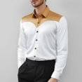thumbnail image 2 of XDZJLR Men Shirts Fashion Color Combination Long Sleeved Large Size Casual Tee, 2 of 7