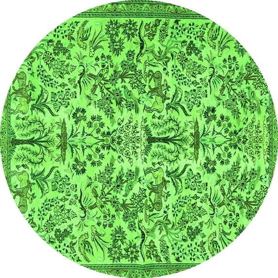 Ahgly Company Indoor Round Persian Green Traditional Area Rugs, 5' Round