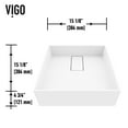 thumbnail image 2 of VIGO Bryant Modern White Matte Stone 15 in. L x 15 in. W x 5 in. H Square Vessel Bathroom Sink, 2 of 9